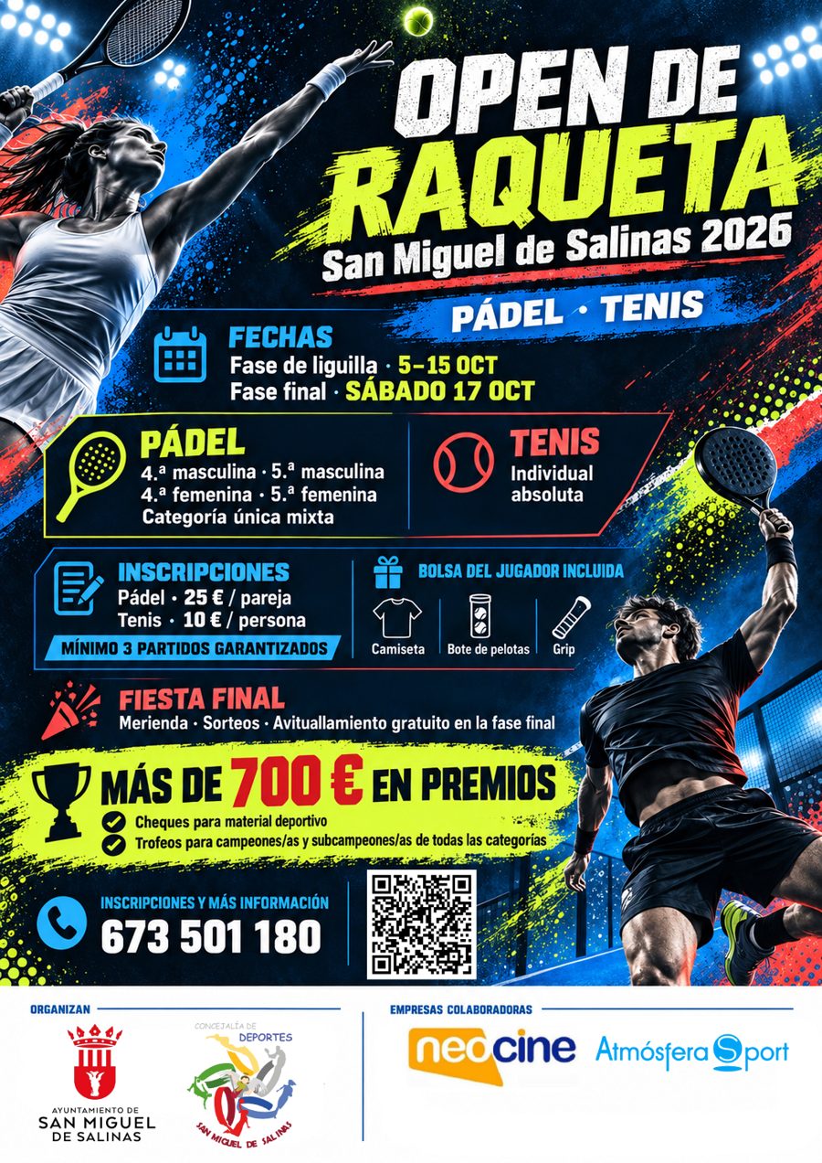Cartel Open de Raqueta San Miguel de Salinas 2026